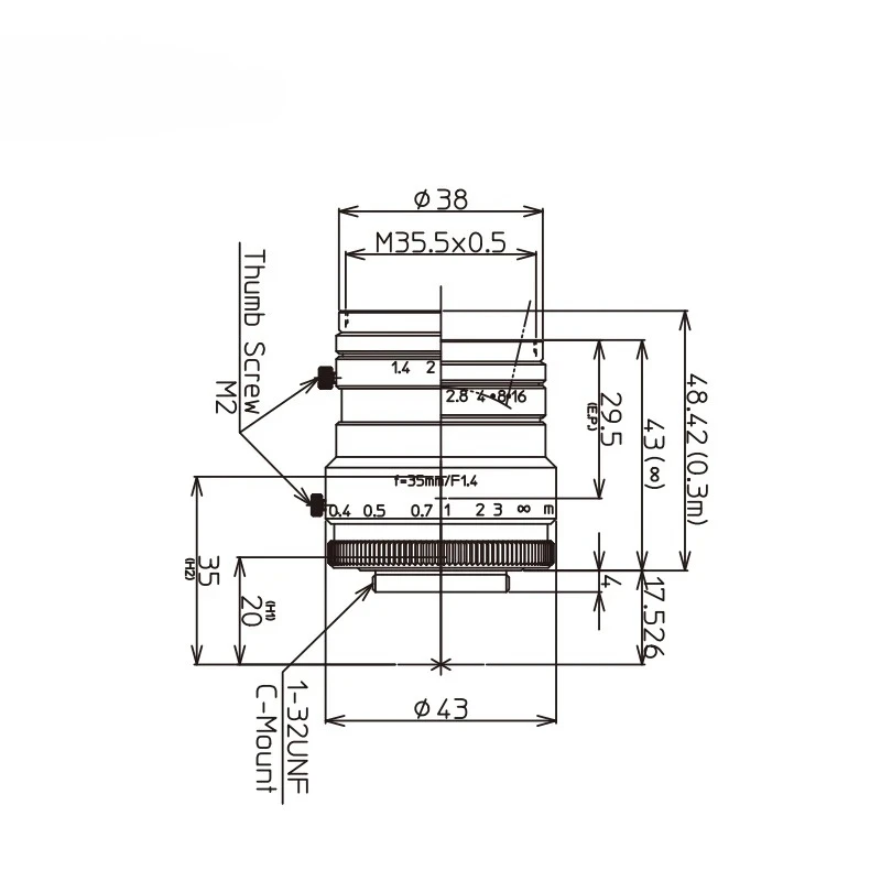 KOWA LM35HC 1" Megapixel HC Lens For High Quality Low-distortion C Mount Machine Vision Industrial Lens