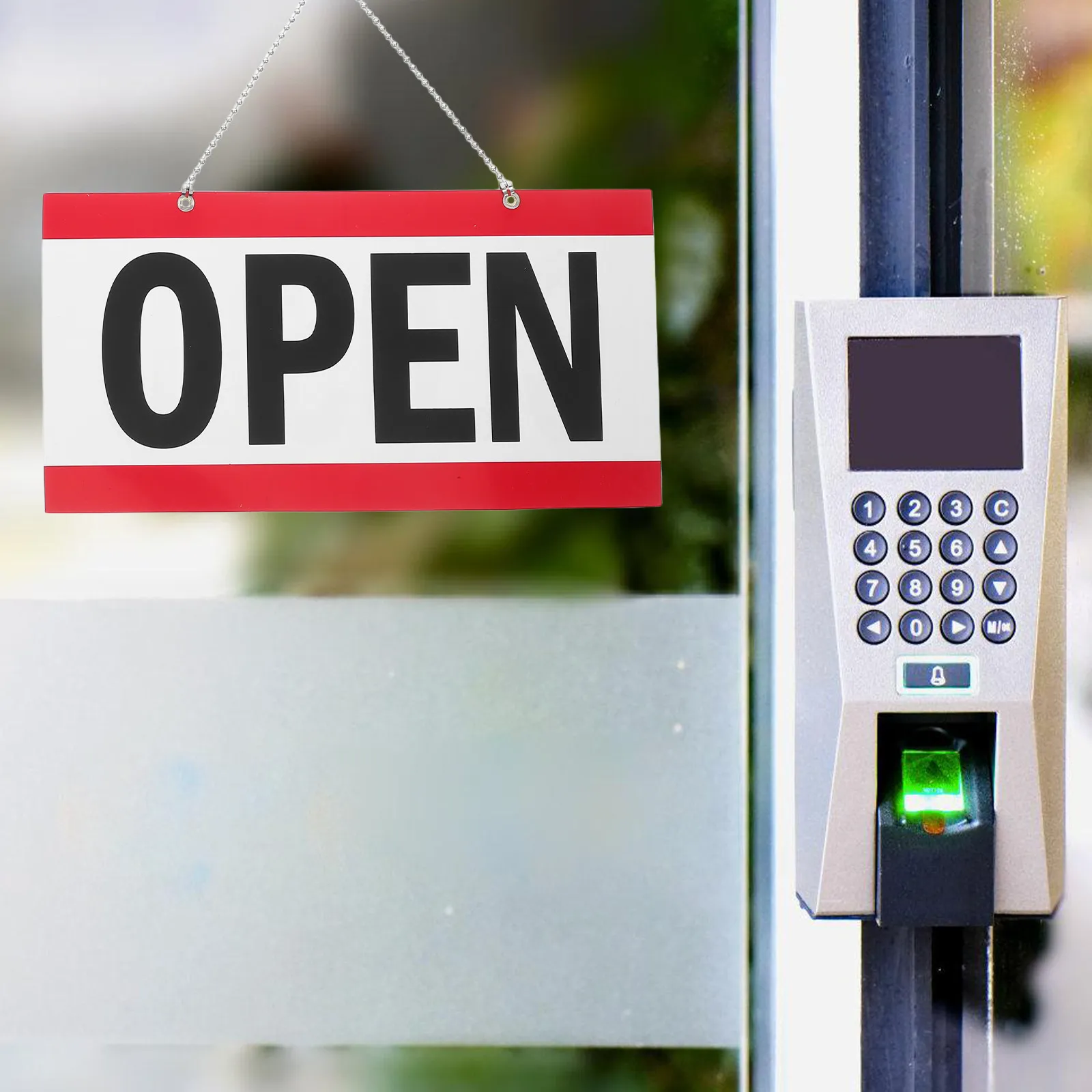 

2Pcs Double Sided Door Sign PVC Business Hours Display Hanging Chain Waterproof Reusable Store Office Open Closed Sign