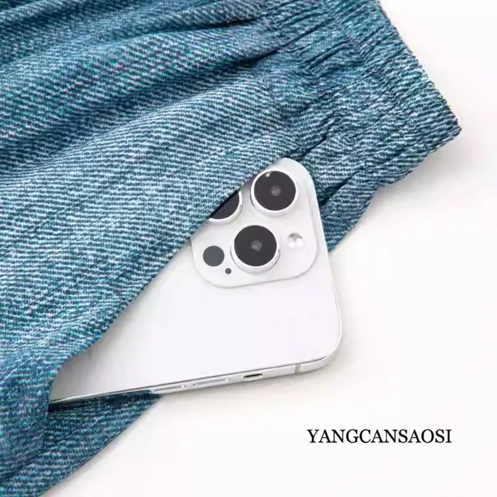 2026 lente nieuwe 95% natuurlijke moerbeizijde elastische dubbele Qiao satijn twee zijzak kant denim print damesbroek met rechte pijpen