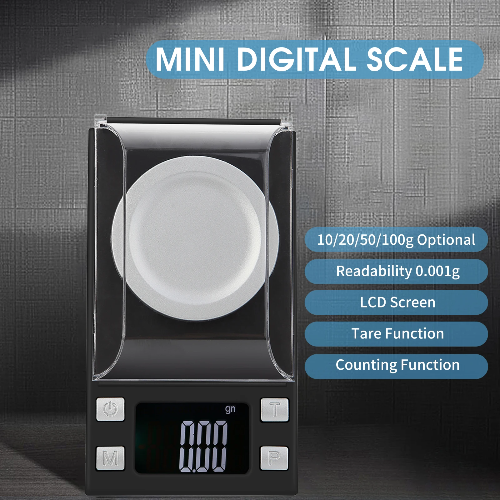 Digital  Scale 50g/ 0.001g Portable Jewelry/Powder/Small Scale with 6 Units/LCD Display/ Tare&Pieces Counting Function