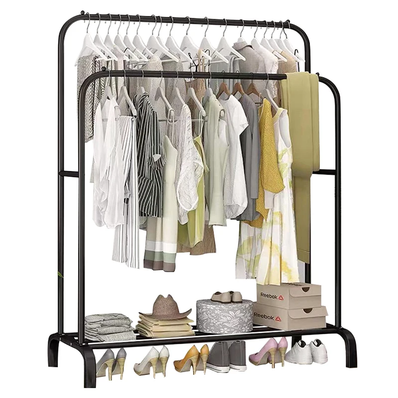 

Hot Sale Morden Metal Standing Assemble Coat Racks with Shoe Stand