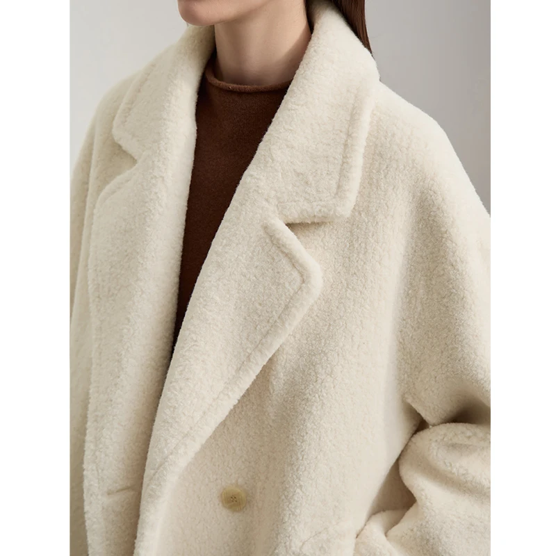 Amii Cappotto di Pelliccia Donna 2025 Inverno Nuovo Minimalista Doppio Petto Pelliccia Giubbotti Per La Donna Allentato Caldo Versatile Cappotto di Pelliccia Lungo 12524034