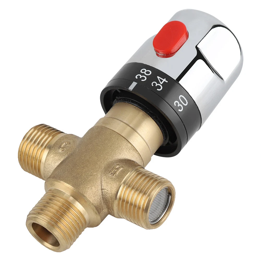 3-Way Brass Pipe Bathroom Water Temperature Control Faucet Cartridges Thermostat Faucet Thermostatic Mixing Valve