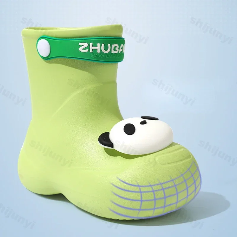 2024 New Children\'s Rain Boots Boys and Girls Baby Water Shoes Summer Cartoon Panda Outdoor Anti Slip Waterproof Child Rain