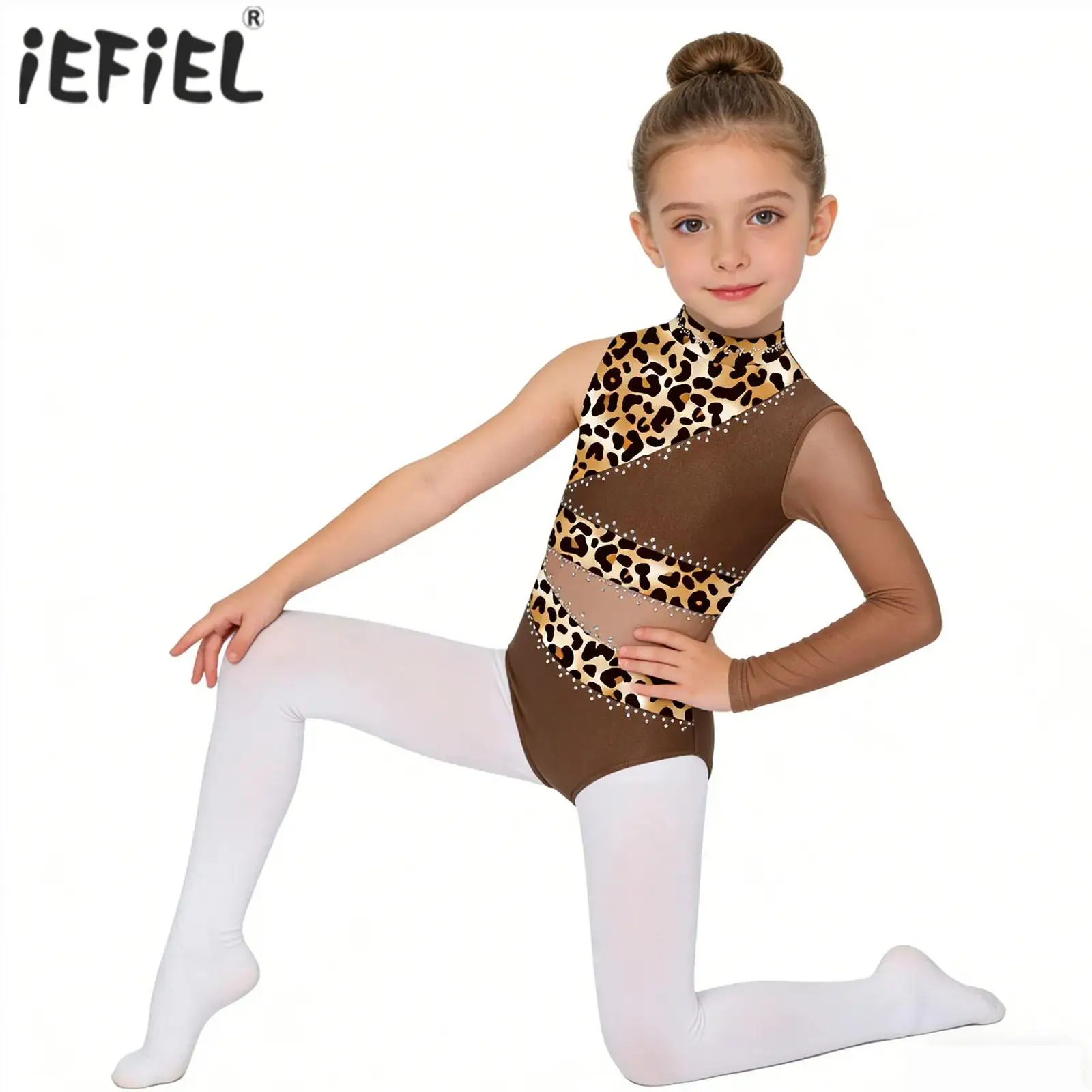 

Kids Girls Rhinestone Ballet Jersey Leotard Acrobatic Dance Performance Costume Long Sleeve Gymnastics Figure Skating Jumpsuit