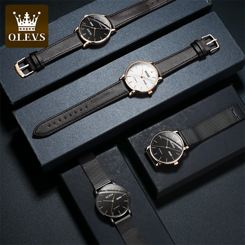 OLEVS New Fashion Ultra Thin Mechanical Watch Men Waterproof Date Week Luxury Business Automatic Watches Mens Relogio Masculino