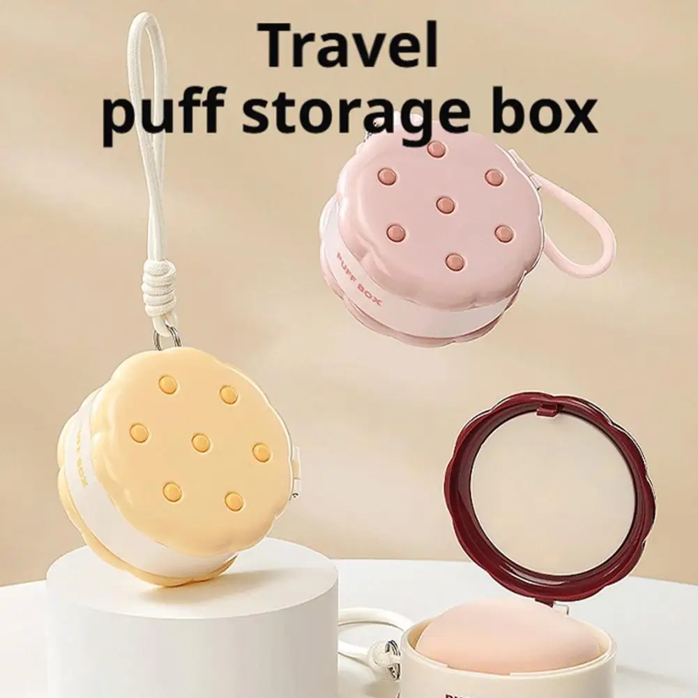 1 szt. Pudełko na puder w kształcie ciasteczka, dwuwarstwowe, wielofunkcyjny organizer do przechowywania kosmetyków, przenośny, idealny w podróży i na zewnątrz.