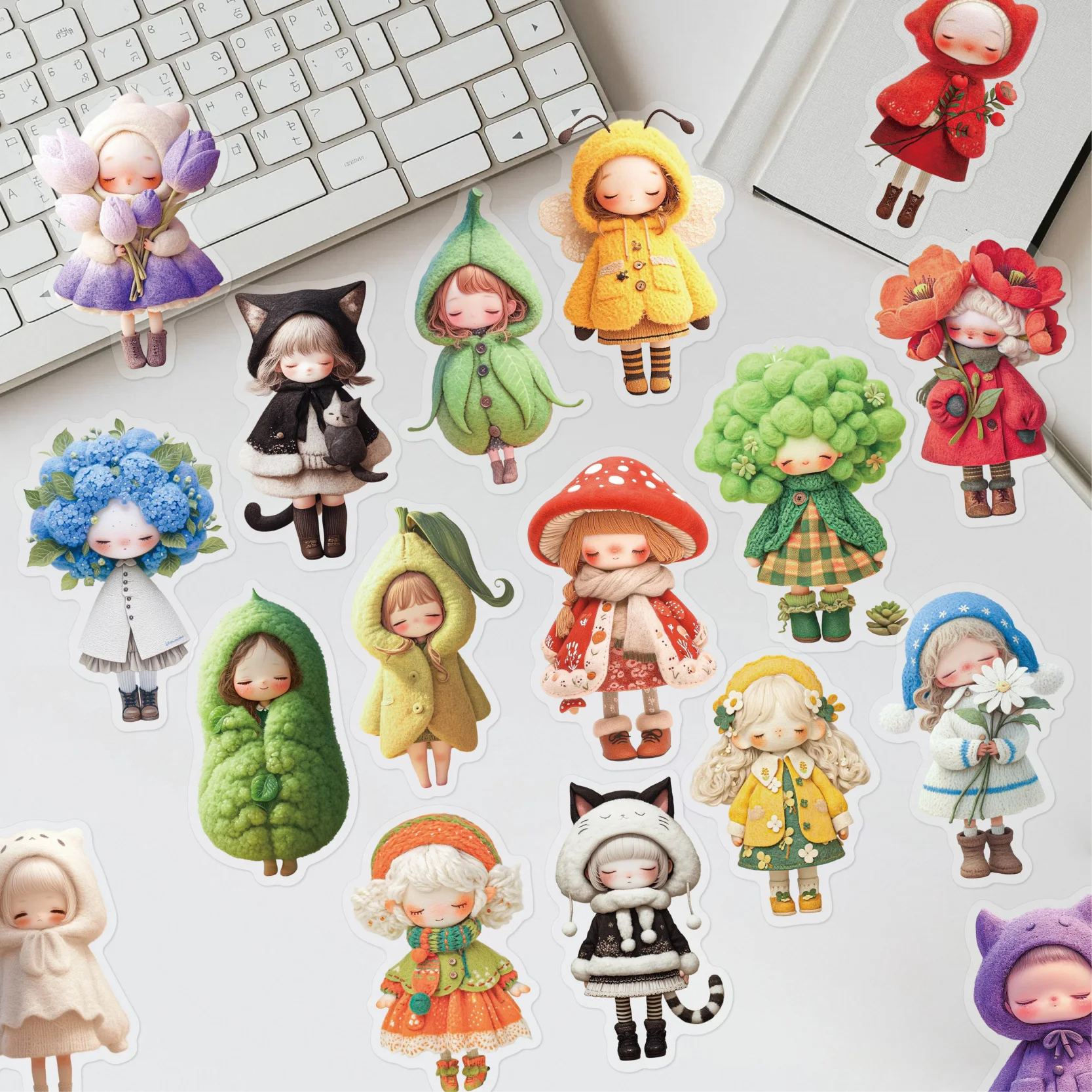 20 ورقة/حقيبة من ملصقات شخصيات كرتونية قطيفة لتزيين مجلة القصاصات بنفسك وحافظة الهاتف المحمول #6