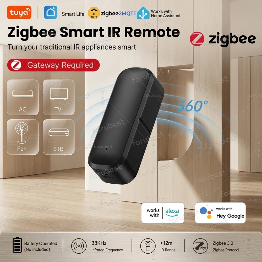 Control remoto inteligente Zigbee IR, controlador infrarrojo Universal con Sensor de temperatura y humedad para TUYA Smart Life Zigbee2mqtt Gateway
