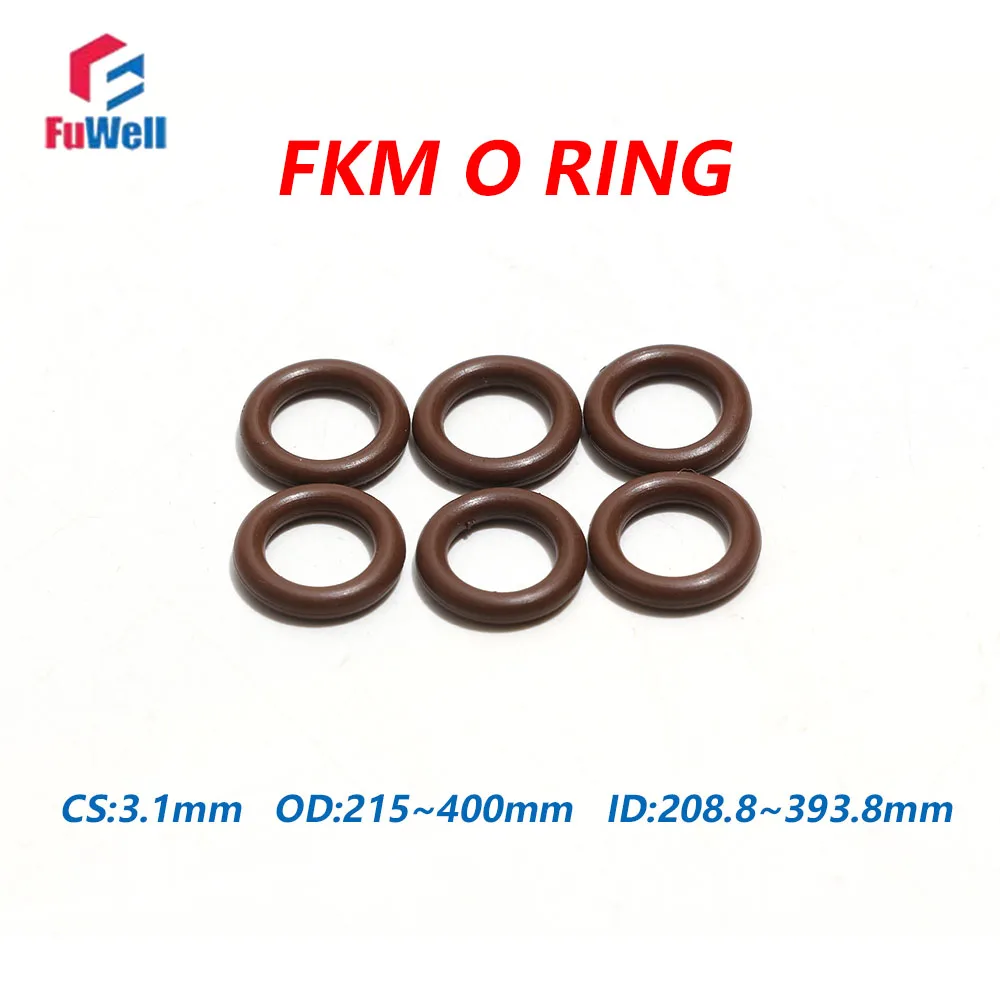 

Fuwell 10pcs CS 3.1mm Brown Fluorine Rubber Gasket Resistant to High Temperature Acid Alkali Corrosion And Oil OD 215mm-400mm