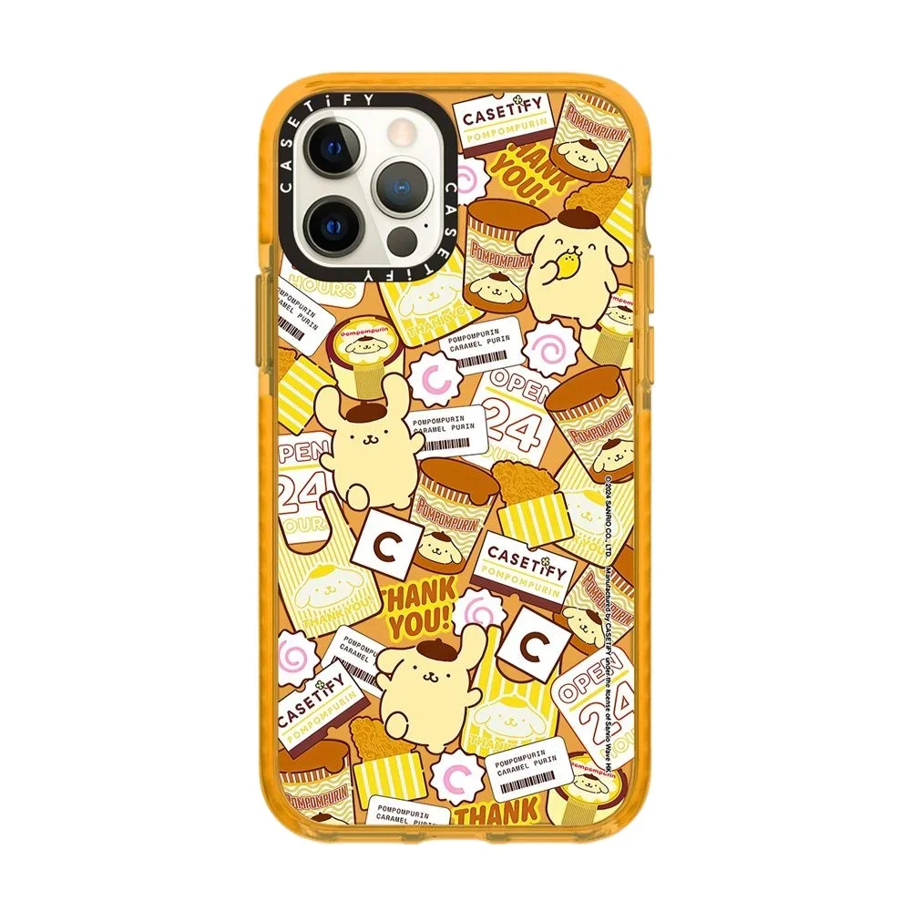 Sanrio-funda de teléfono con pegatina de Pom Purin, funda protectora suave pintada con todo incluido para iPhone 11, 12, 13, 14, 15 ProMax X XS