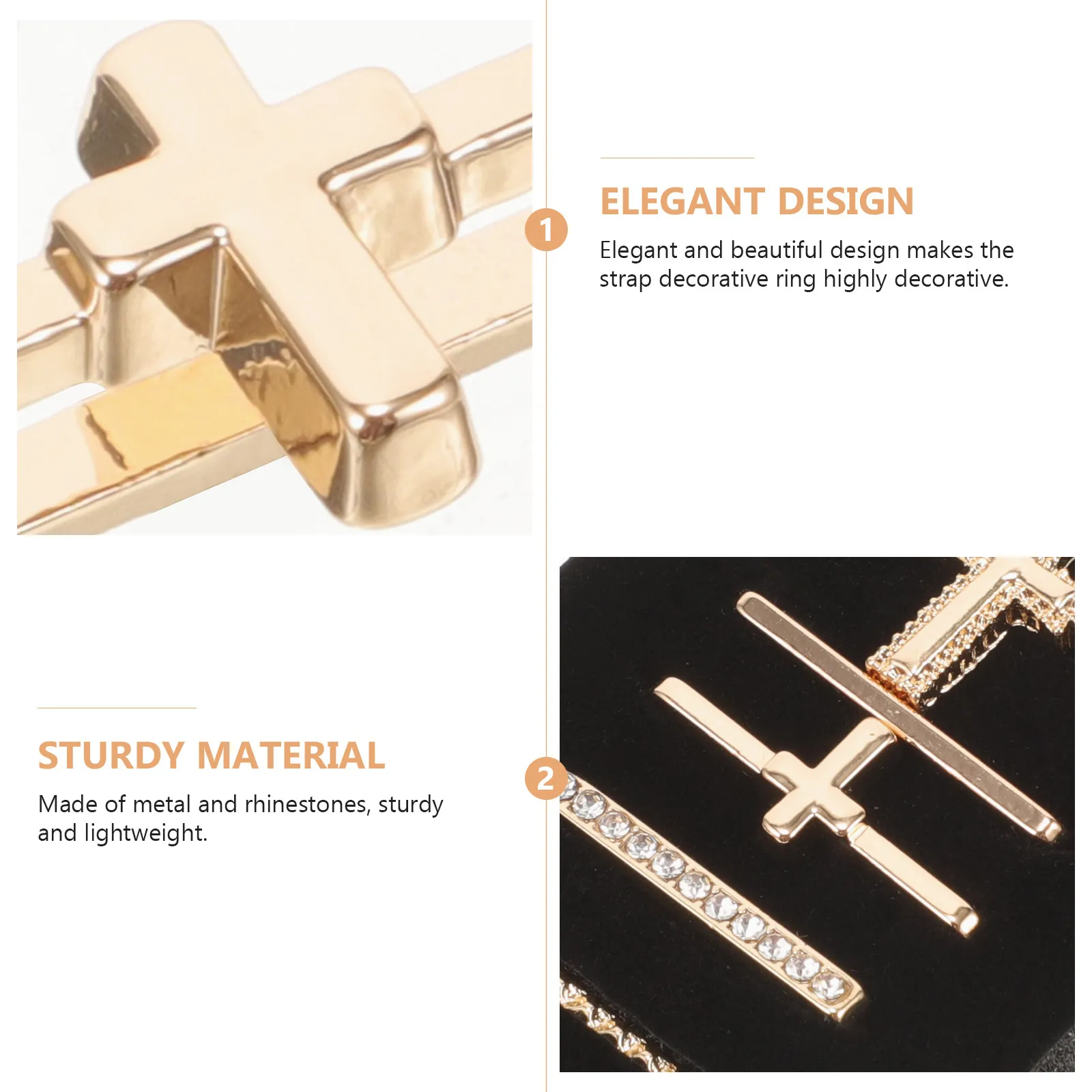 5Pcs Watch Band Rings Decorative Metal Charms Cross Element Stylish Ornament for Silicone Strap Watchband Charms