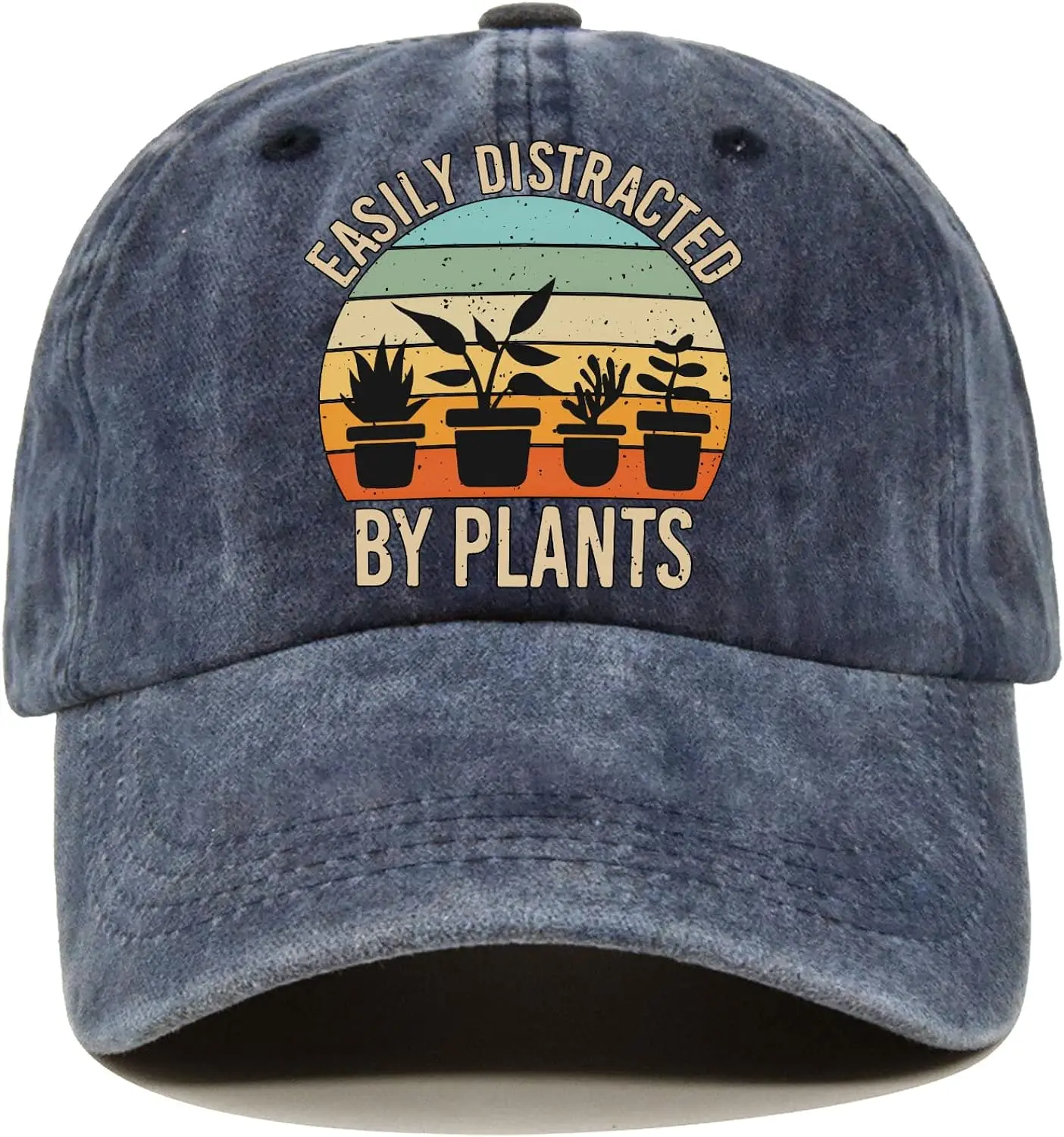 

By Plants Fun Distressed Washed Blue Baseball Cap, Vintage Adjustable Cotton Cap, Funny Retirement Gift for Men and Woman