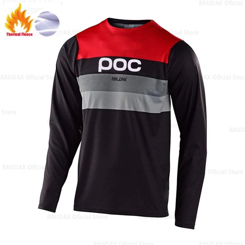 Keep Warm Long Sleeve Motocross Downhill Jersey Winter Thermal Fleece Cycling Jersey MTB Mountain Bike Maillot Ciclismo Hombre