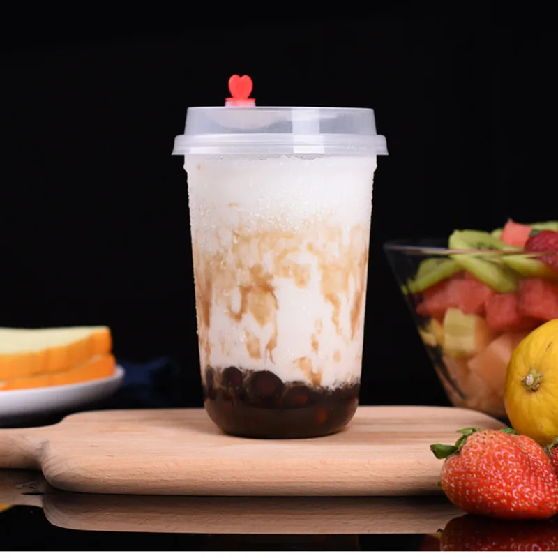 50pcs High quality 90 caliber U shape transparent disposable coffee cup 500ml milk tea juice soy packaging hard plastic cups