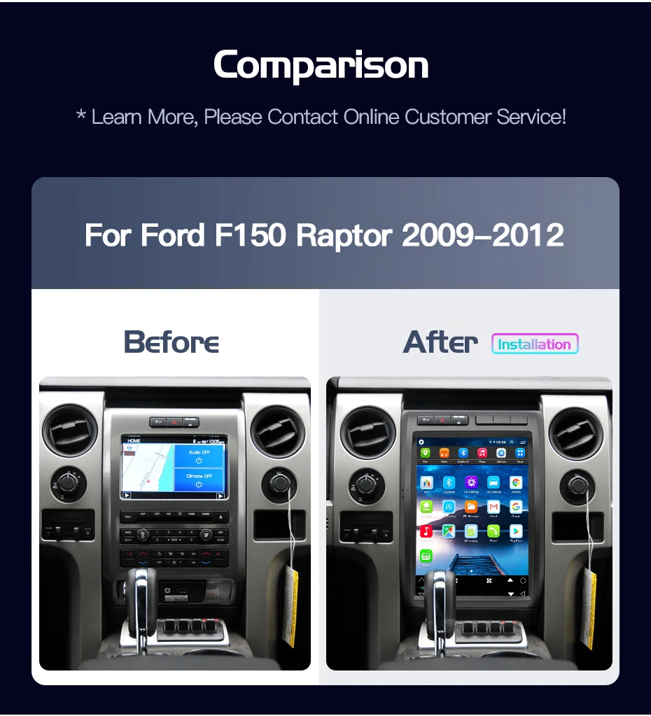 12,1 "Android14 Auto Carplay Tesla Stil Für Ford Raptor F-150 F150 2009-2012 Auto Multimedia Player GPS navigation Radio HD Einheit – Detail 7