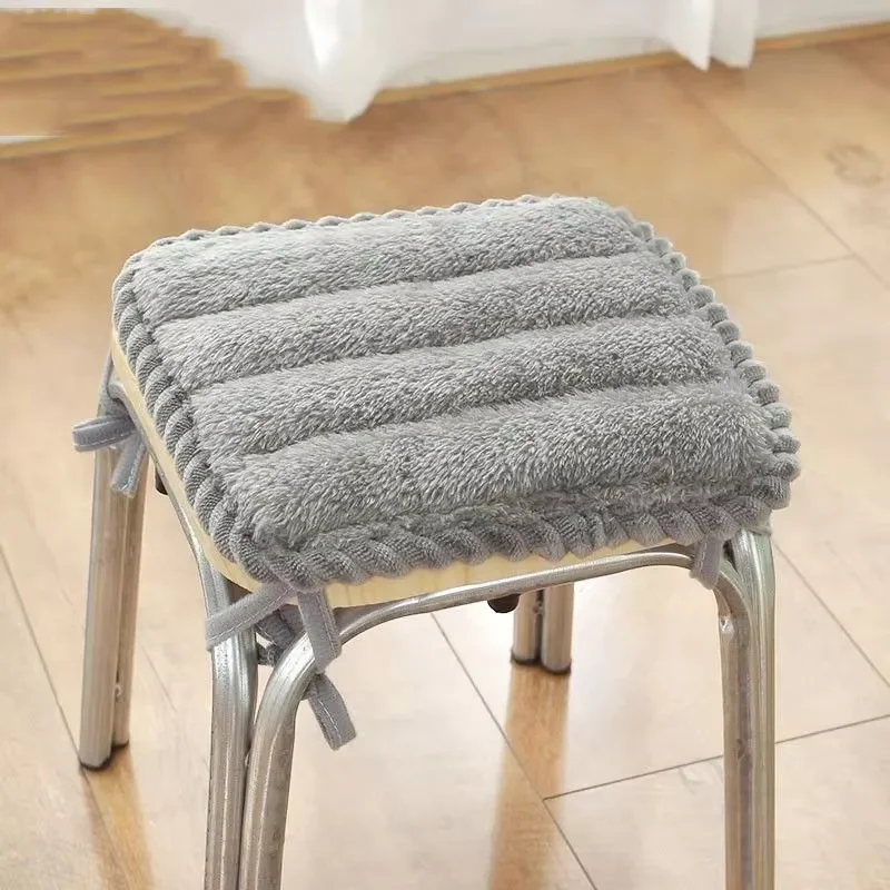 Four Season Universal Dining Chair Non-slip Mats Modern Style Solid Color Home Plush Cushion Office Sedentary Computer Chair Pad
