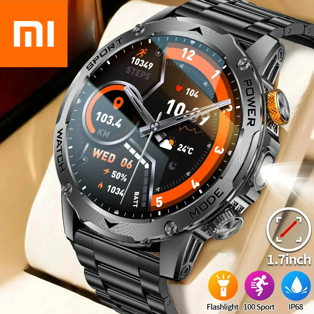 

Xiaomi 2025 Новинка для 1000 мАч AMOLED Смарт-часы Мужчины Спорт Фитнес Светодиодный фонарик 3ATM Водонепроницаемые BT Call Smartwatch