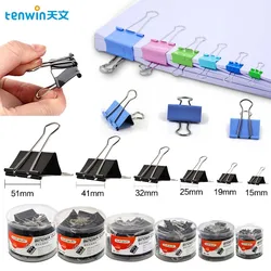 Tenwin 15mm 19mm 25mm 32mm Metal Clamp Paper Binder Clips Bookmark Clips Memo Clip Student School Office Supplies Document Clips