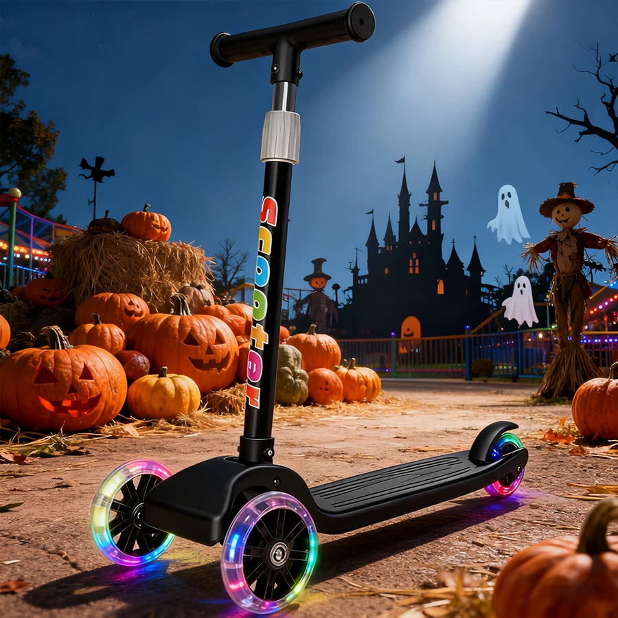 1 scooter infantil de dibujos animados - 3 - 8 años, scooter de 3 ruedas, mango de altura ajustable, rueda LED flash, diseño de espacio para astronautas, dirección magra estable para juegos al aire libre para niños