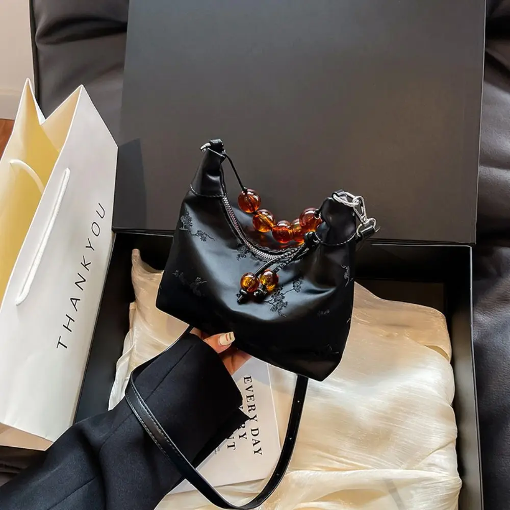 

Pearl Chinese Style Crossbody Bag Cheongsam Accessories Single Shoulder Embroidery Shoulder Bag with Handle Elegant