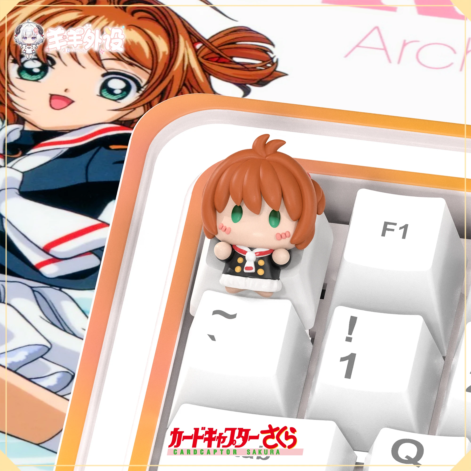 

Cardcator Sakura Animation Personalized Custom Keycap Kinomoto Sakura Esc 3d Resin Keycap Anime Girl Animation Peripheral Gifts
