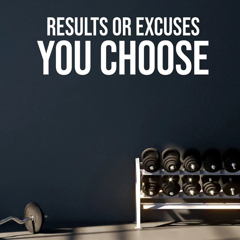 Results or Excuses YOU CHOOSE, Gym Design Ideas wall sticker vinyl , Office Wall Sign, Running Gift , Physical Therapy E604
