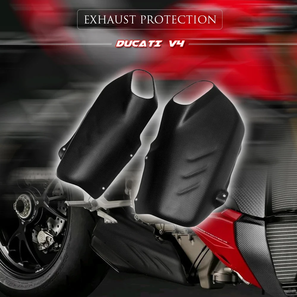 for Ducati Panigale V4 R/S Streetfighter V4 V4S Motorcycle Carbon Fiber EXHAUST PROTECTION Fairing Cover Cowling Panel Protector