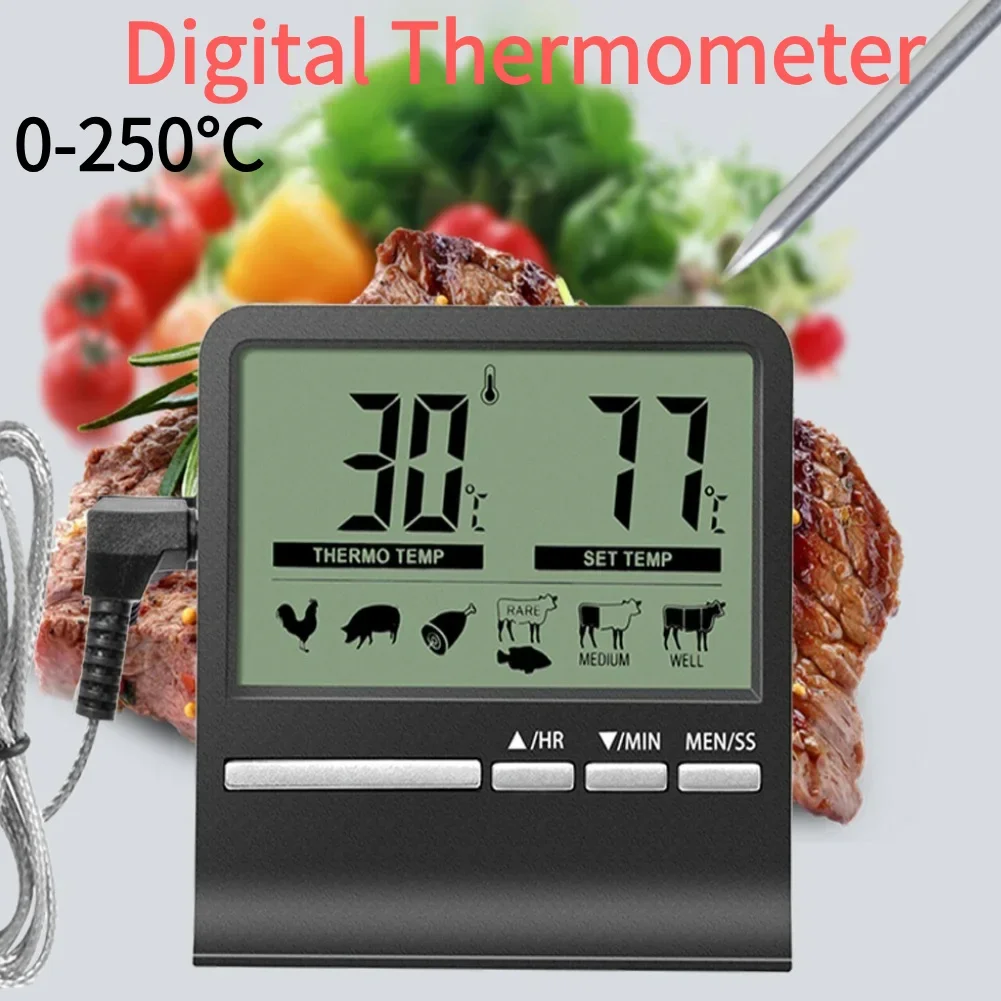 Digital Kitchen Barbecue Food Thermometer Probe Meter Oven Thermomet Probe Meter Outdoor Oven Meat Cooking Thermometer