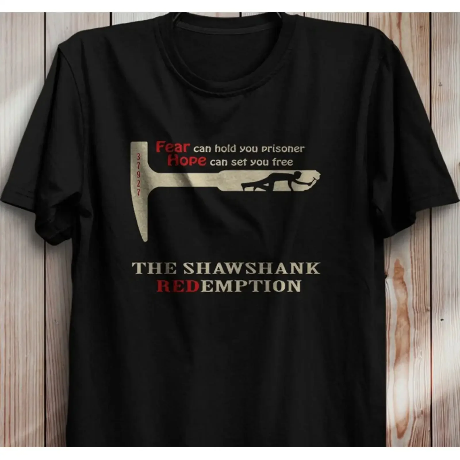 Cotton S 5XL T shirt The Shawshank Redemption Fear can hold you prisoner vintage Washed homme streetwear Stretched Casual