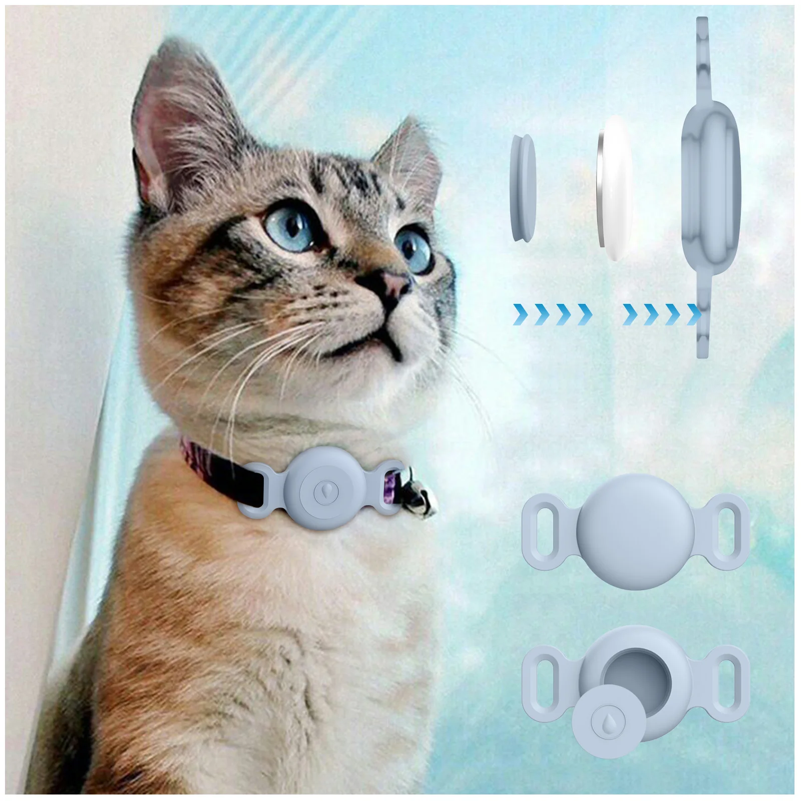 Silikonhülle für Apple AirTag, Hunde- und Katzenhalsband, GPS-Ortungsgerät, bunte, weiche Schutzhülle für Apple AirTag Tracker-Halter – Detail 11