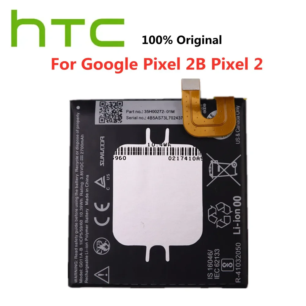 

2700mAh Original BG2W G011A-B Battery For HTC Google Pixel 2B Pixel2B Pixel 2 Pixel2 Mobile Phone Battery Batteries + Tools