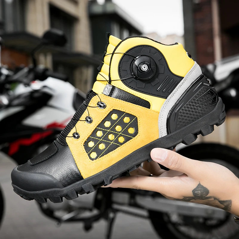 

Мотоциклетные защитные ботинки, мужские внедорожные раллийные ботинки, четырехсезонные модные высокие противоскользящие дышащие гоночные ботинки для верховой езды
