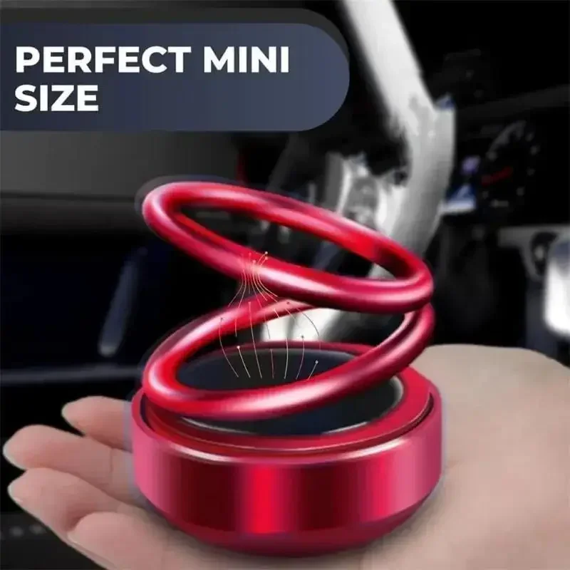 1PCS Portable Kinetic  Car Air Freshener Solar Powered Double Ring Rotating Air Cleaner Perfume Fragrance Diffuser