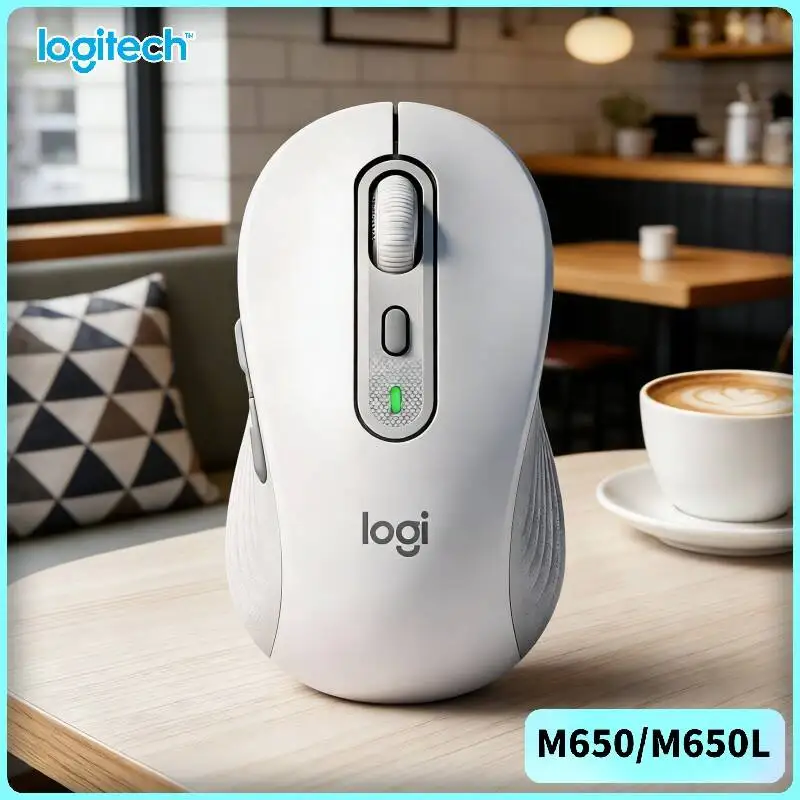 Logitech M650/M650L Wireless Mouse - Ergonomic Contour, Recycled Plastic Build, 4000 DPI Sensor, 10m Range