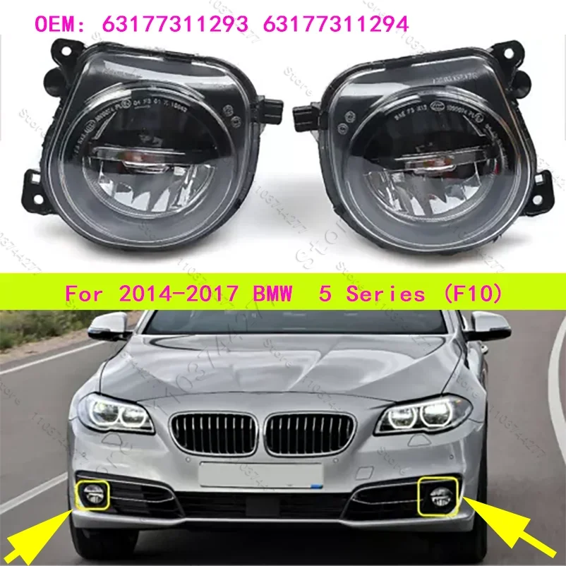 For 2014-2017 BMW 528i 528iX 535d 535dX 535i 535iX 550i 550iX, Hybrid 5 (F10) Front Fog Light LED Lamp 63177311293 63177311294