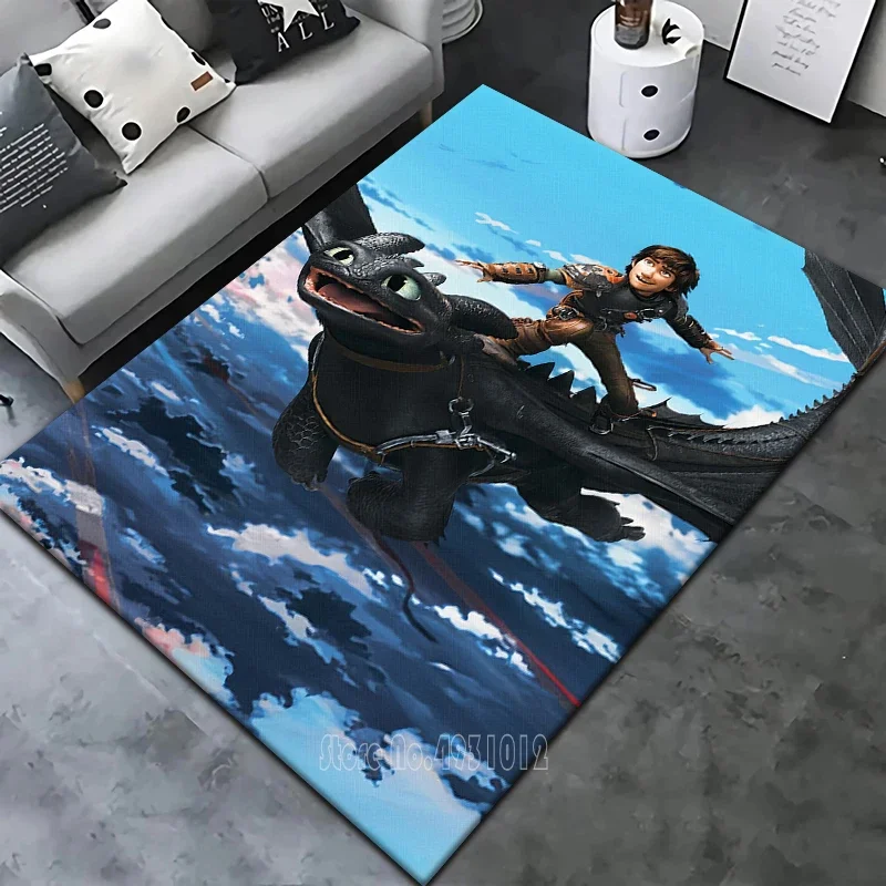 Tapis Disney Cartoon How to Train Your Dragon HD Lea, 120x160cm, Décor pour Salon, Chambre à coucher, Canapé, HOKids, Polymères de sol