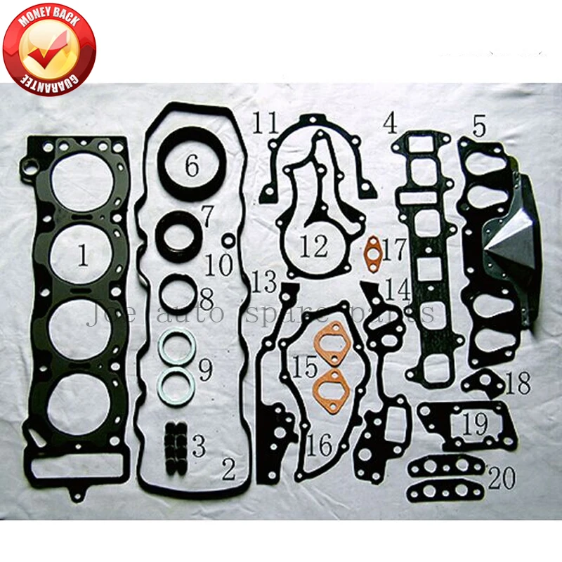 

Полный комплект прокладок для Toyota Celica coupe/Cressida универсал 2.0L 1972cc 81-85 50099000 04111-37022 Двигатель: 21R 21RU
