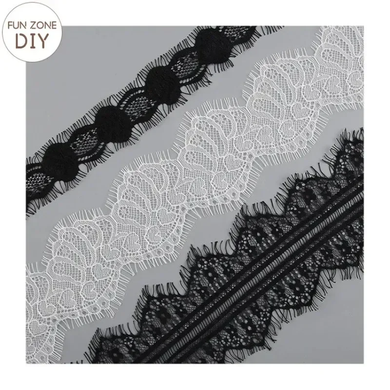 FZdiy Thick Strand White Black Lace Fabric Webbing Decoration Love Gift Packing Ribbon DIY Sewing Craft Supplies Wedding Decor