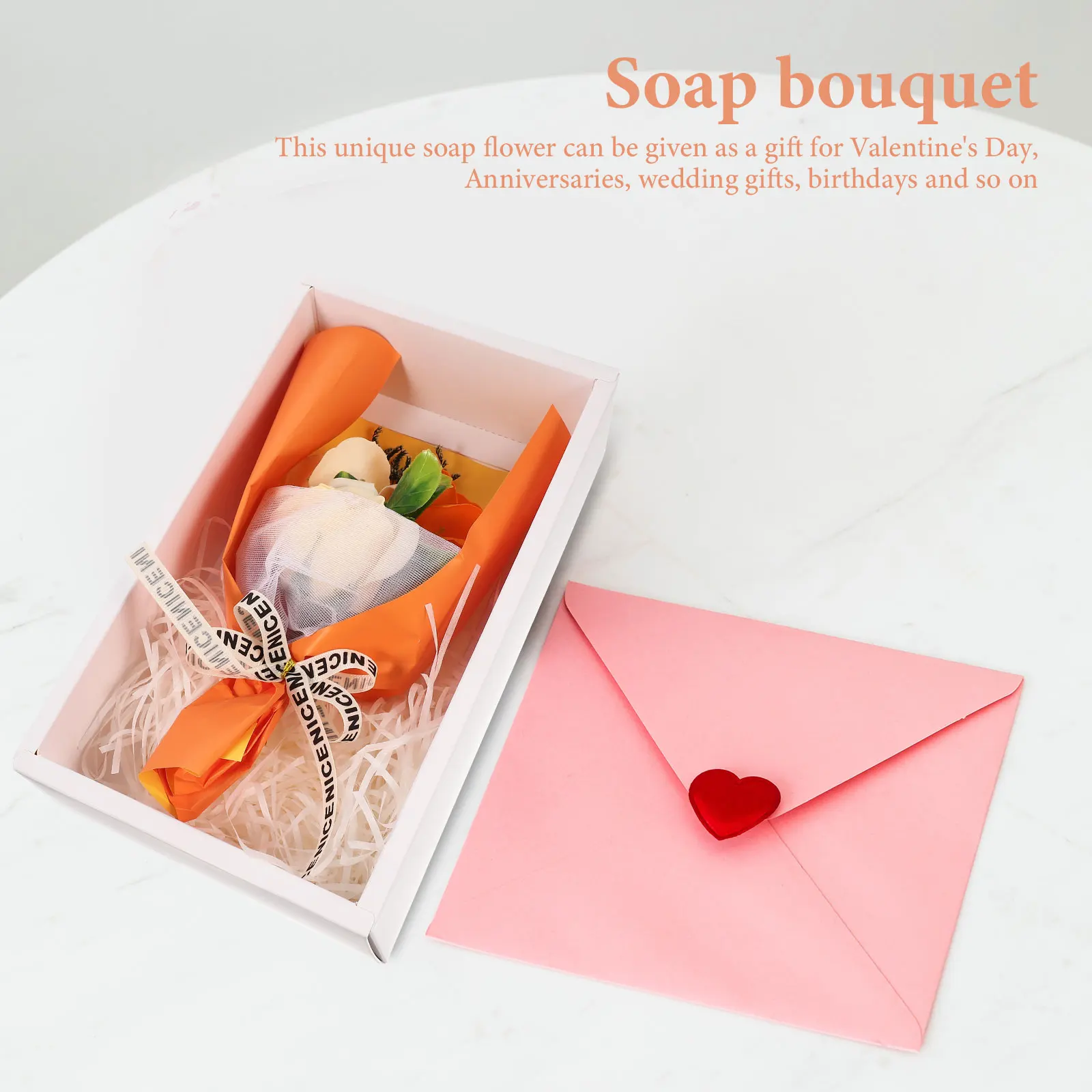 

1 set 1 Set Artificial Soap Flower Bouquet In Gift Box Realistic Floral Decor For Wedding Birthday Party Simulation