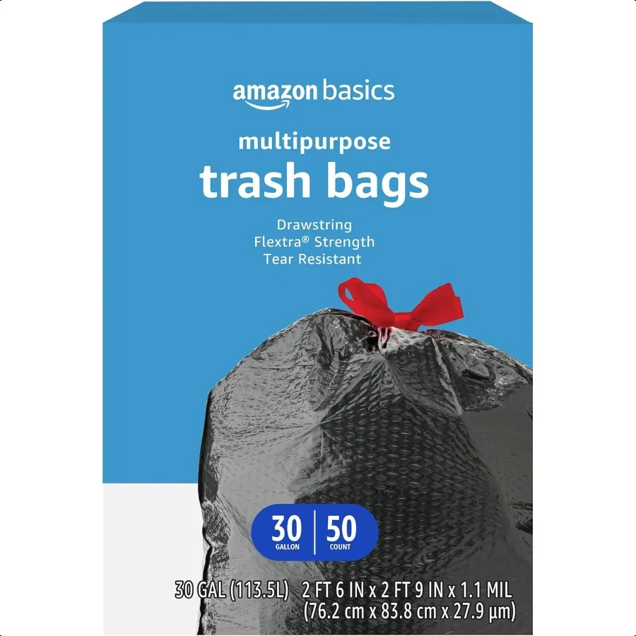 

Flextra Multipurpose Drawstring Trash Bags 30 Gallon 50 Count