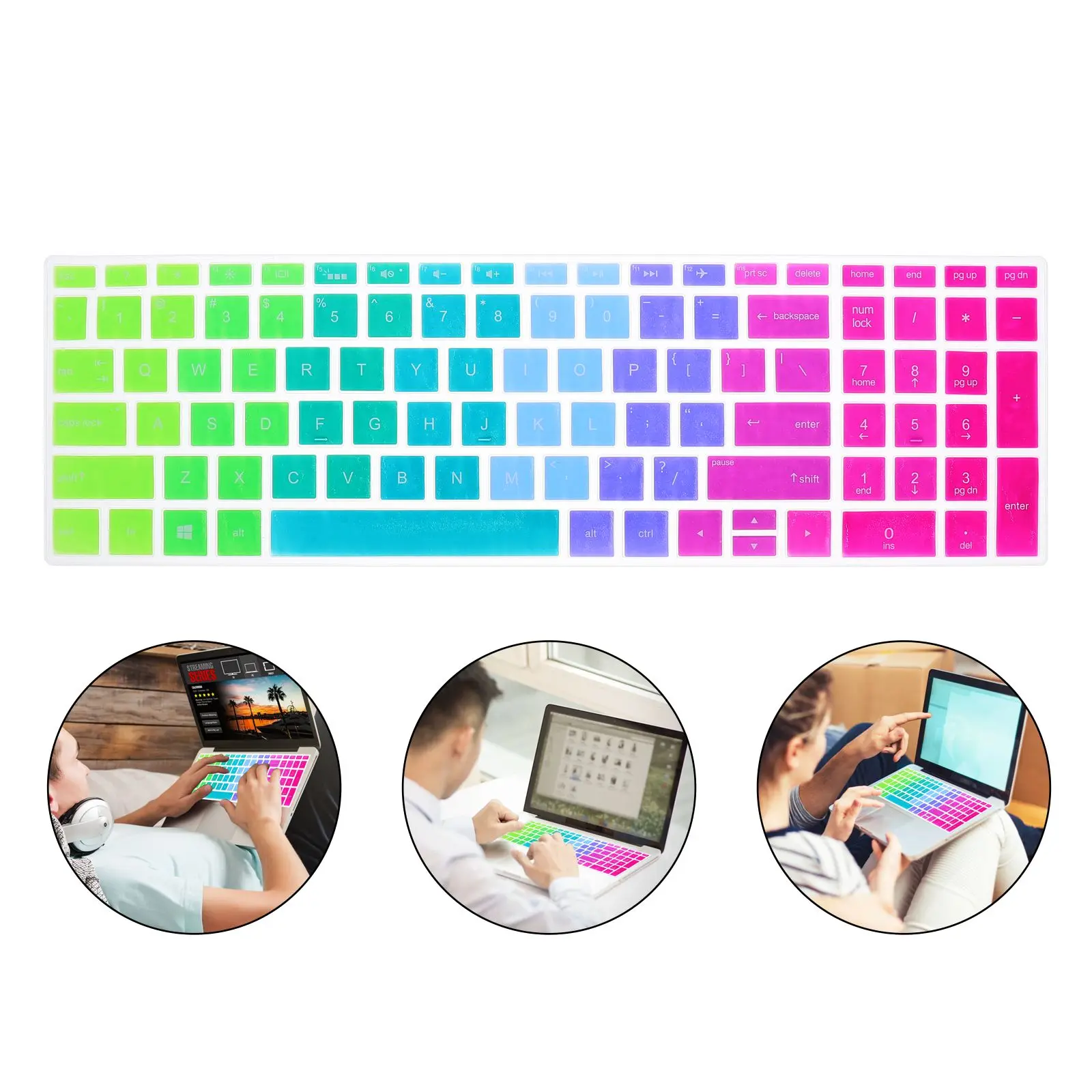 

Durable Waterproof Keyboard Skin for 14 15.6 Laptop Dustproof Silicone Keycaps Cover Skin Sticker Replacement