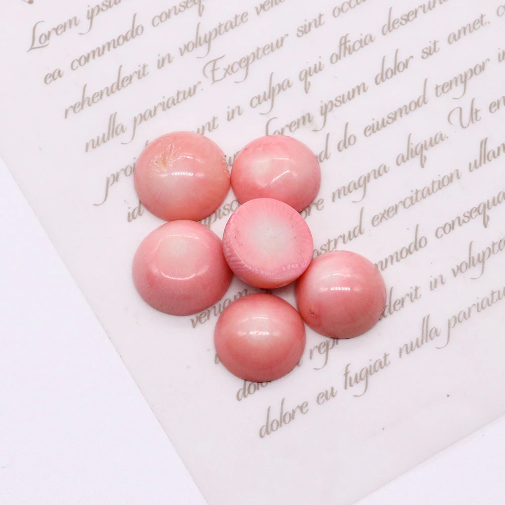 Round Flatback Pink Coral Cabochon Beads CAB Cabochon High-quality Fashion Jewelry DIY Rings Necklace Jewelry Accessories 1pc