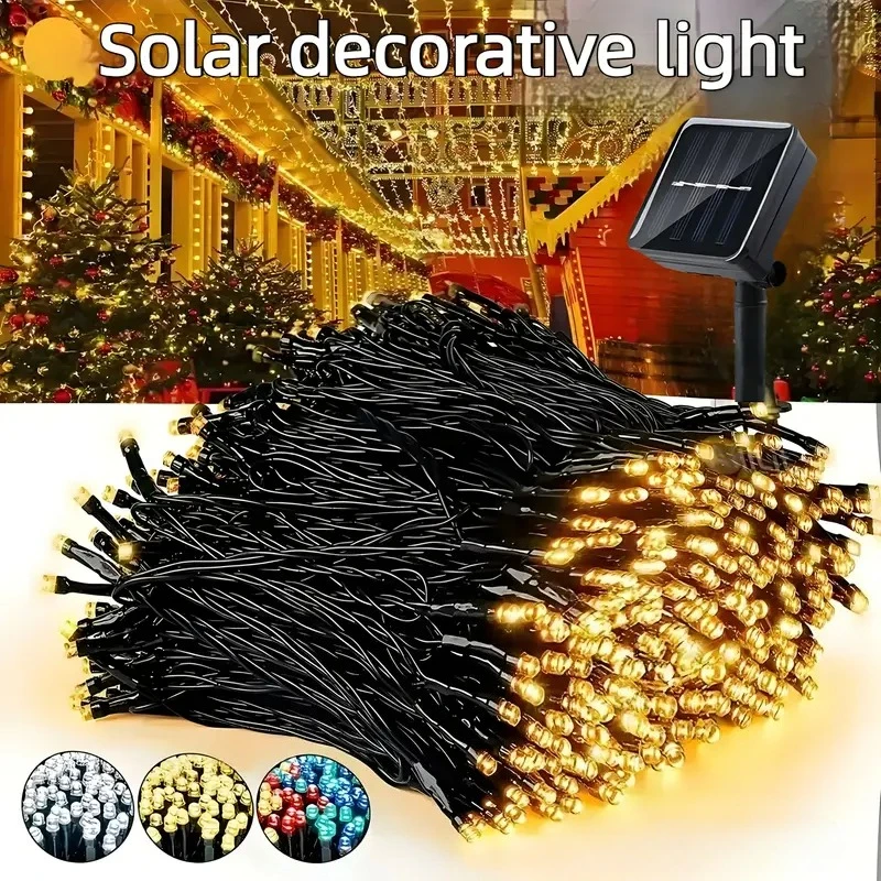 

Solar LED Fairy String Lights 8 Lighting Modes Twinkling Outdoor Waterproof Light Strip for Garden Party Tree Holiday Decoration