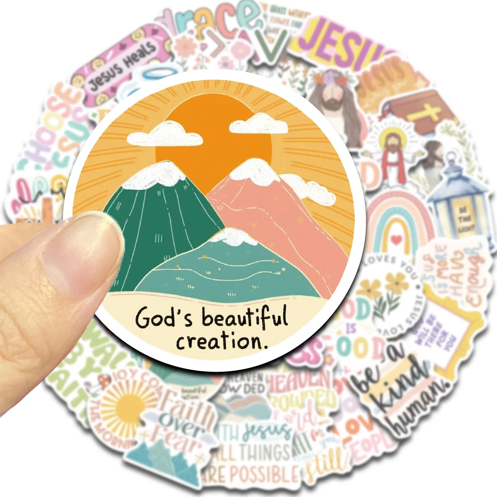 

52PCS Cartoon Creative Jesus Stickers Wonderful Creation Colorful High Beauty Fun Gift Decoration Guitar Cup Phone Case Laptop