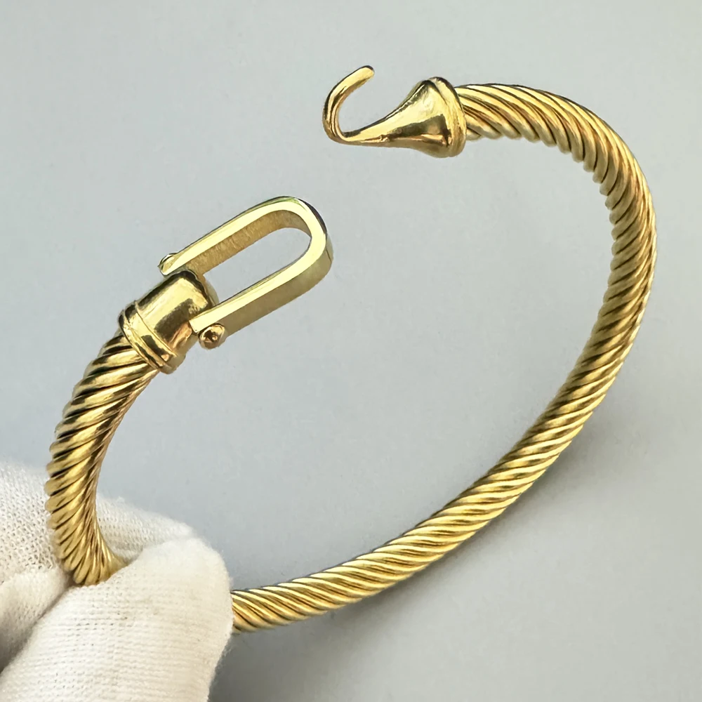 Trendy Charm Cuff Tie Knot Bracelets And Bangles for Men 3 Colors  Stainless Steel 304 Wire Thin Simple Gift Jewelry