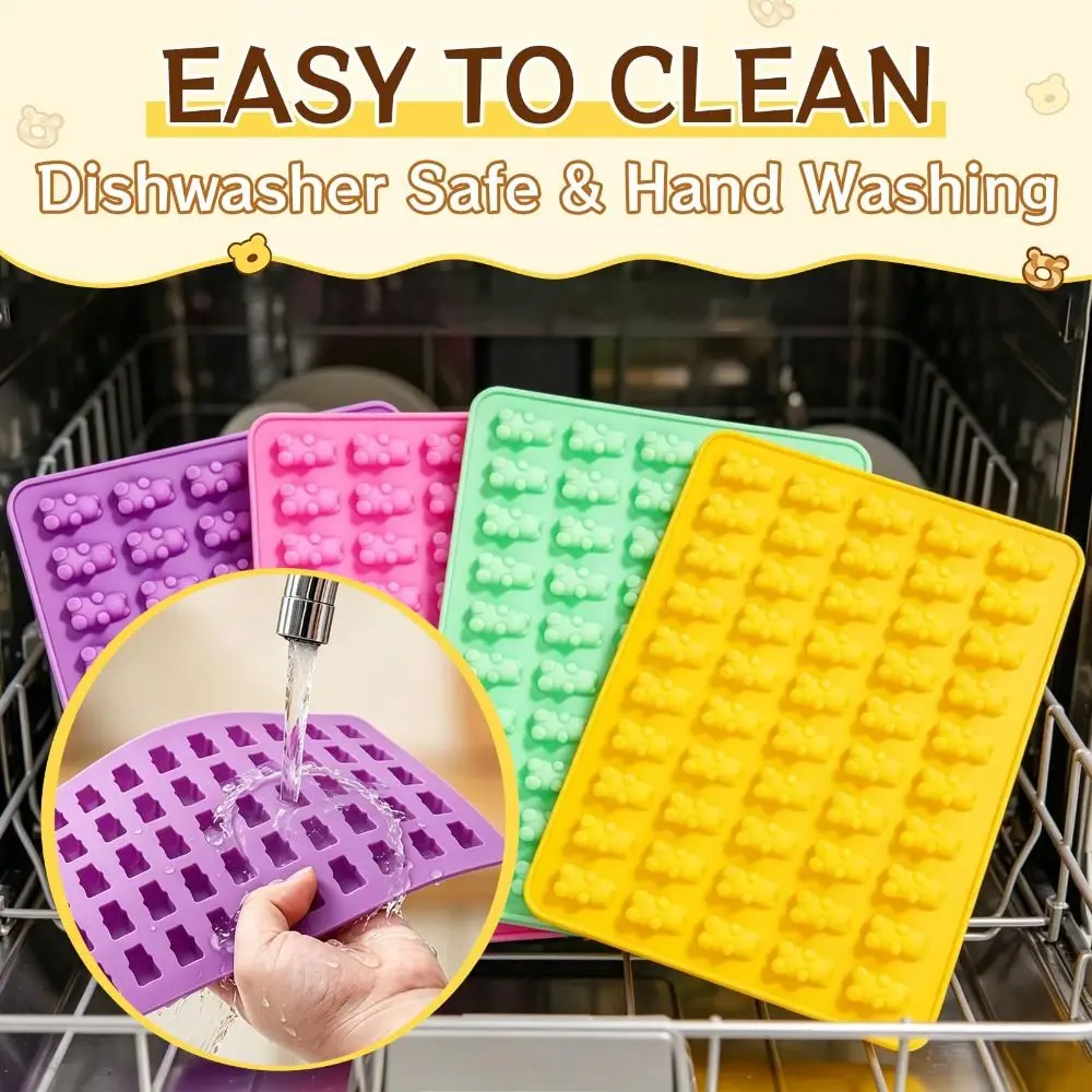 50 Cells Gummy Molds Trays Food-Grade Silicone Bear Shapes Candy Molds Heat-Resistant DIY Pudding Mould Candy Making