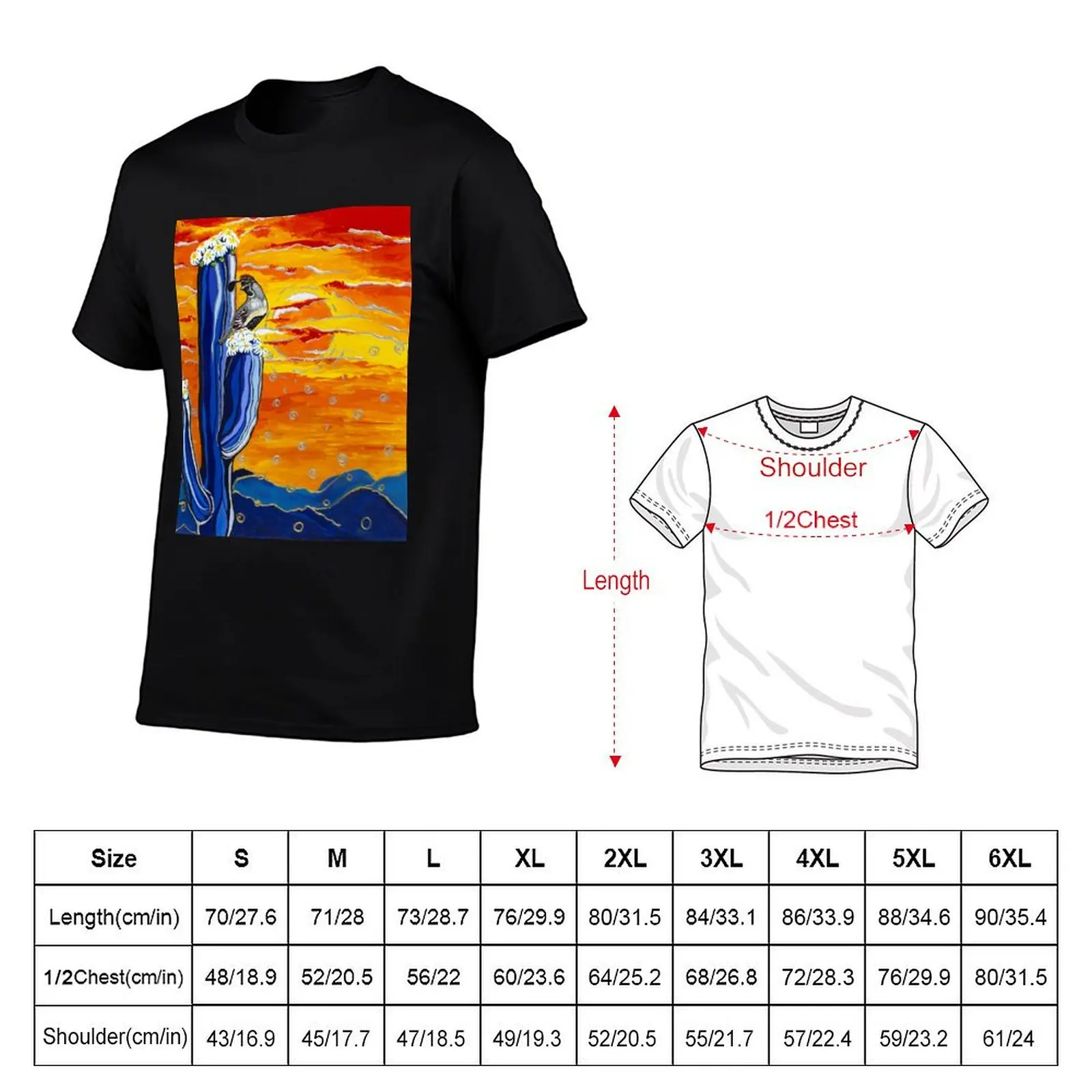 Blue Saguaro T-Shirt Work Wear Simple Tee Shirt