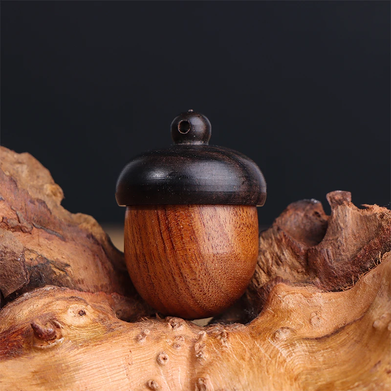 1pcs Mini Wood Acorn Pendant Box Portable Rescue Pill Case Tablets Organizer Multi-purpose Storage Container DIY Acorn Pendant