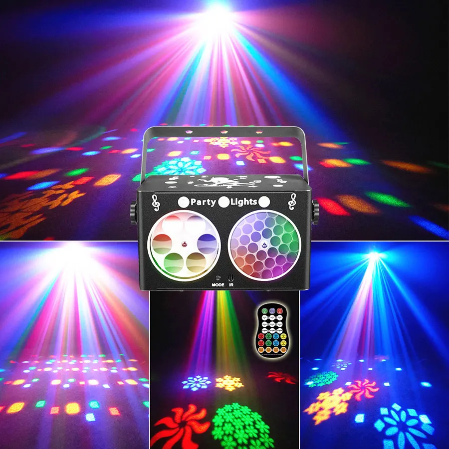 Nuovo 3IN1 RGB LED Fascio Modelli Proiettore DJ Luce da discoteca Party Dance KTV Shop Effetto stroboscopico LED Stroboscopico Lampada da palcoscenico natalizia F19D2